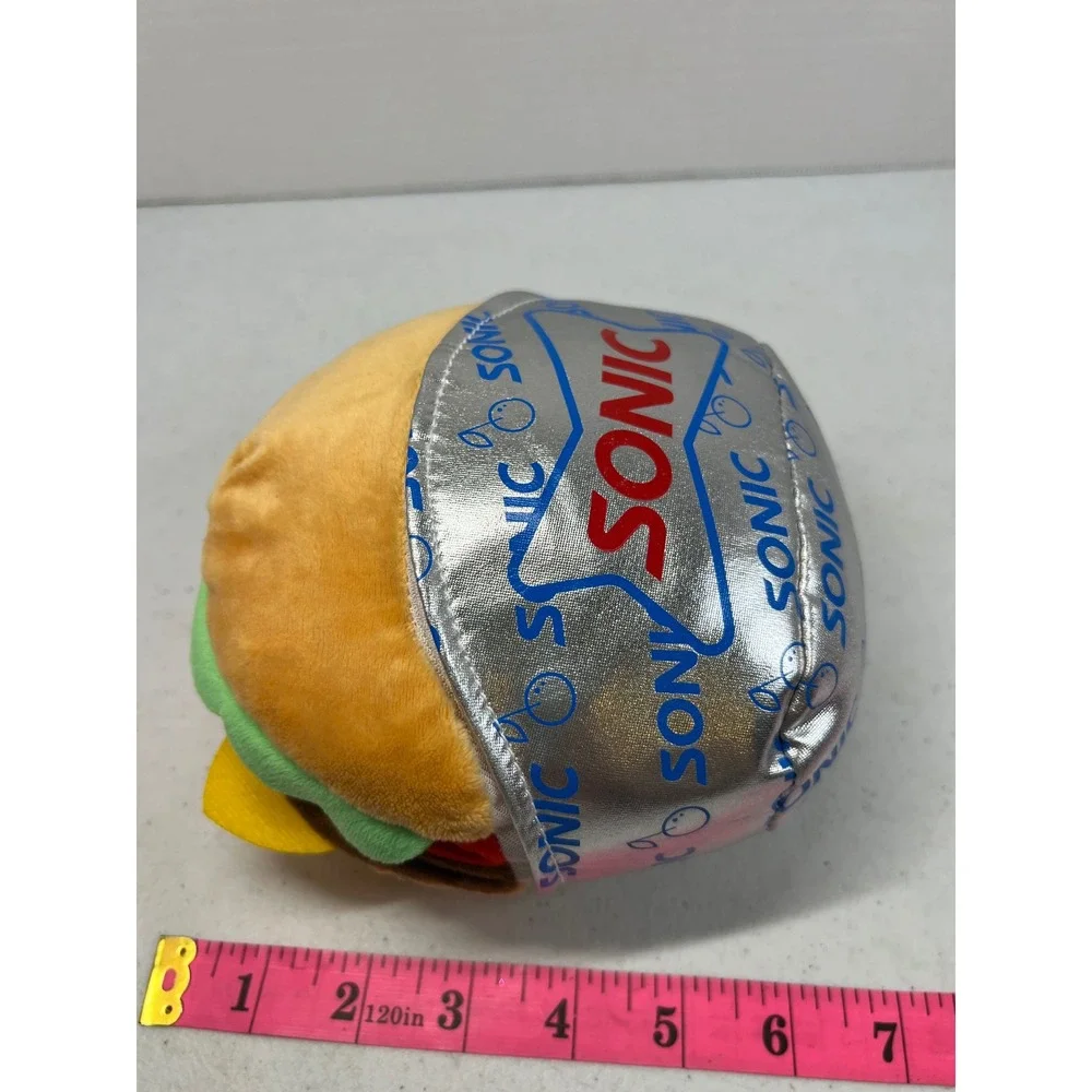 Sonic Drive-In Cheeseburger Plush Toy Silver Foil Fast Food Collectible 6.5